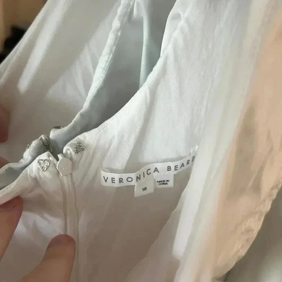 803 Veronica Beard Beilla One-Shoulder Ruffled Midi Dress Size 16 Color White - Picture 6 of 8